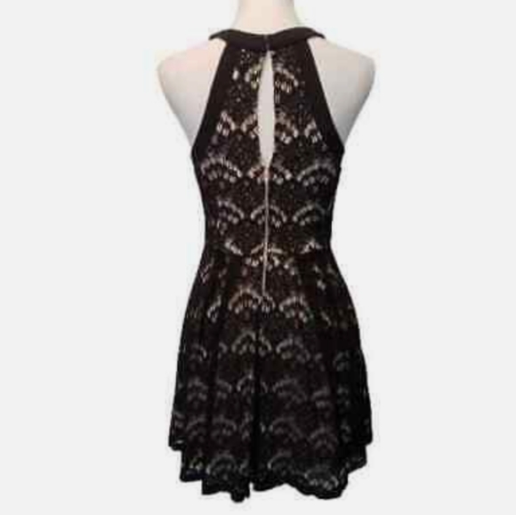 Speechless Lace Black Zipper Sleeveless Halter Party Evening Flare Mini Dress XL - Picture 3 of 5